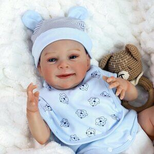 18 Inch Realistic Baby Doll Soft Body Silicone Clothes Gift Set for Age 3+